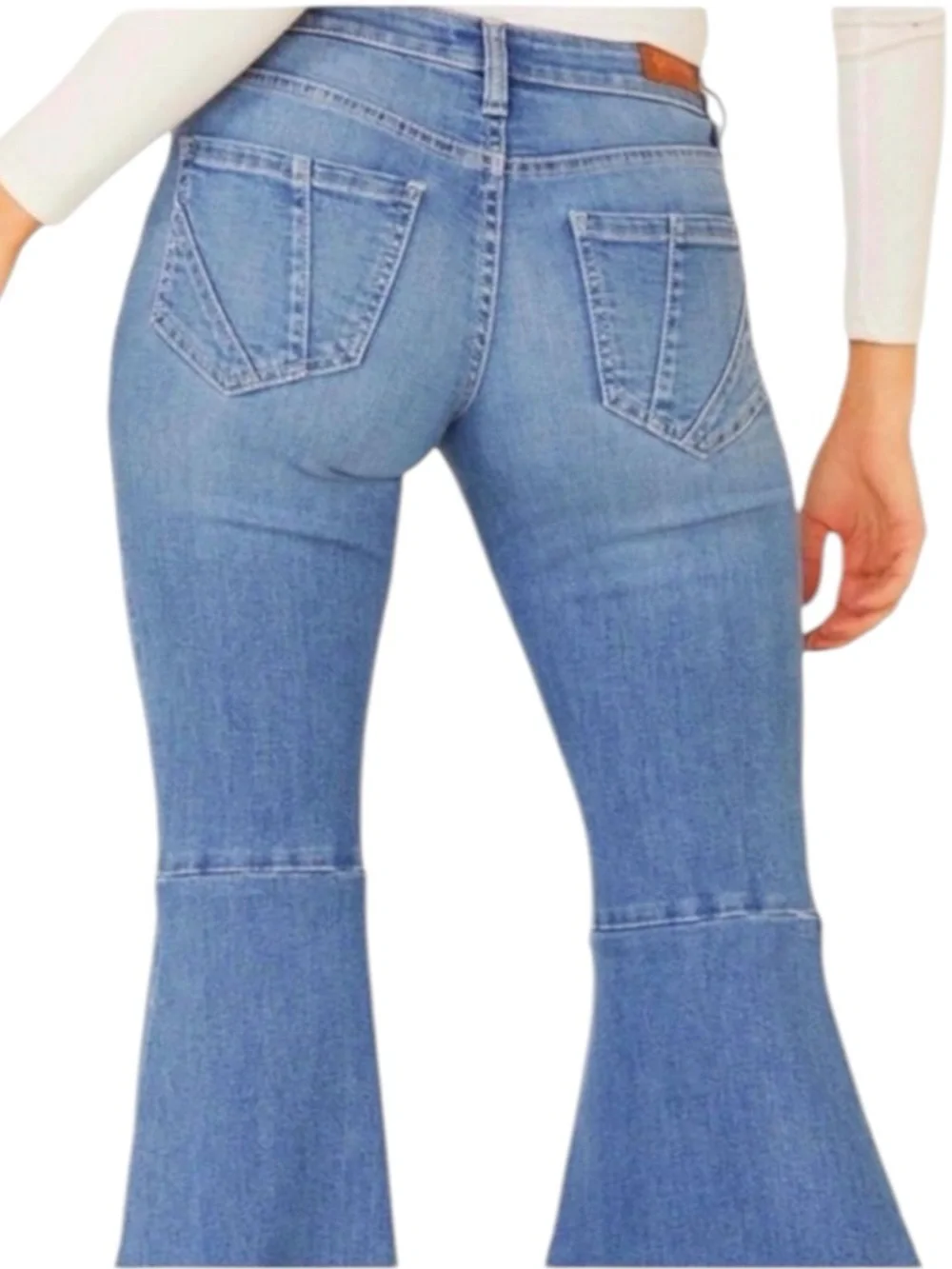 Shyanne Medium Wash Blue Flare Ripped Style Jeans Stretchy Comfortable W28X36L - Picture 2 of 16